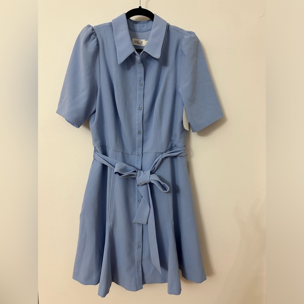 Eliza J Charming Charlie Light Blue Button-Up Dress - Picture 2 of 5